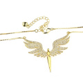 Hot selling angel pendant copper gold-plated zircon necklace fashion vacuum gold-plated platinum necklace for women